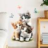 3D Cute Cartoon Kitten with Butterfly Wall Stickers, Healing Style Self-Adhesive Decor for Kids Room Decoration