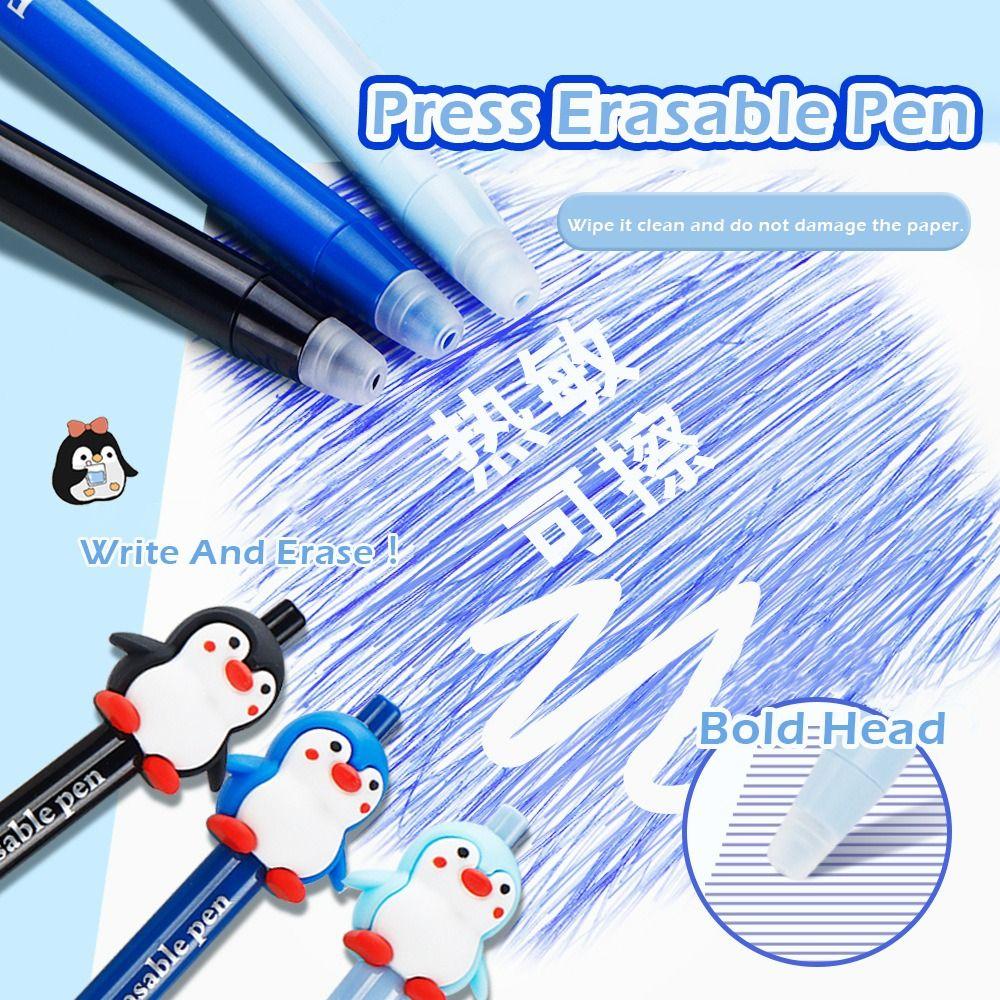 3pcs/Set Press Type Ballpoint Pen Penguin Writing Pen Smooth Writing Gel Pen Gift