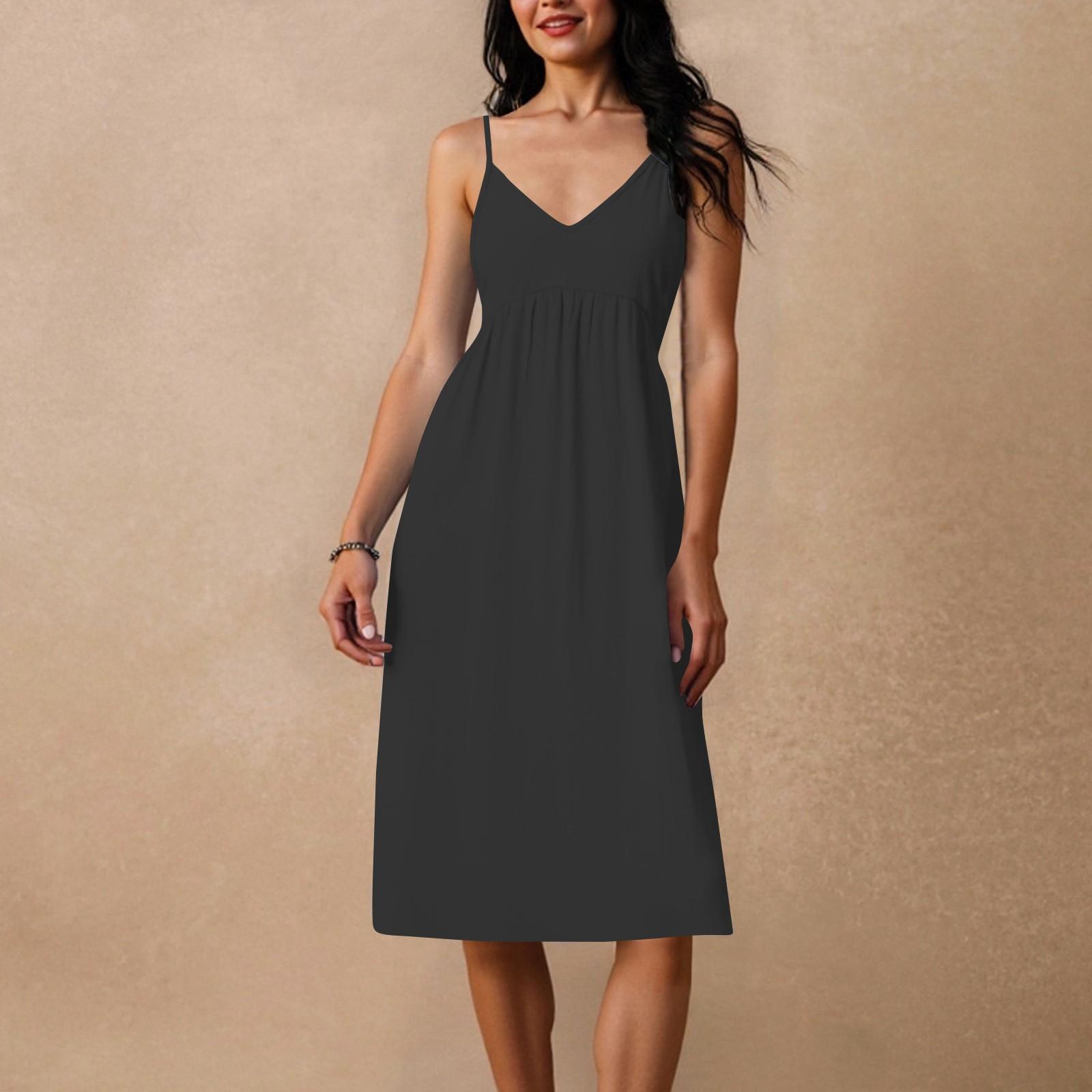 

Жіноча сукня на тонких бретелях, з відкритою спиною, з бантом, вільного крою, повсякденна, пляжна, для відпочинку S чорний