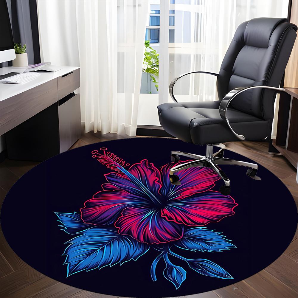 1pc Floral Bloom Office Round Area Rug, Indoor Mat Suitable For Office, Under Office Chairs Bedroom Living Room Home Decor, Room Deco