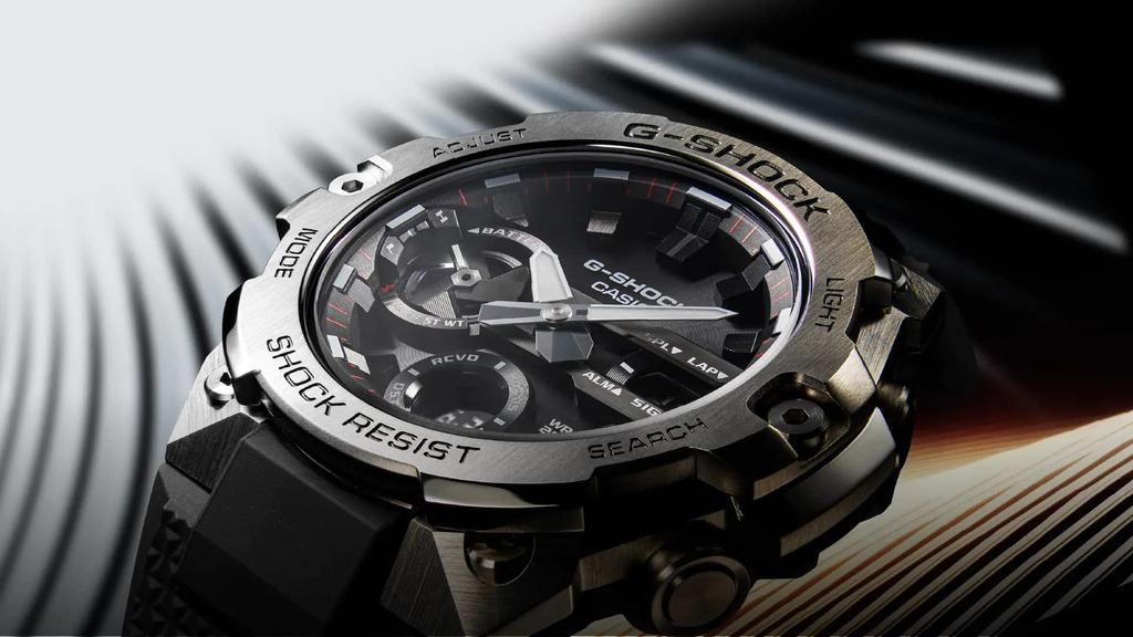 CASIO Bluetooth Watch with Tough Solar and Stainless Steel G-SHOCK G-STEEL Men's Case, GST-B400-1A
