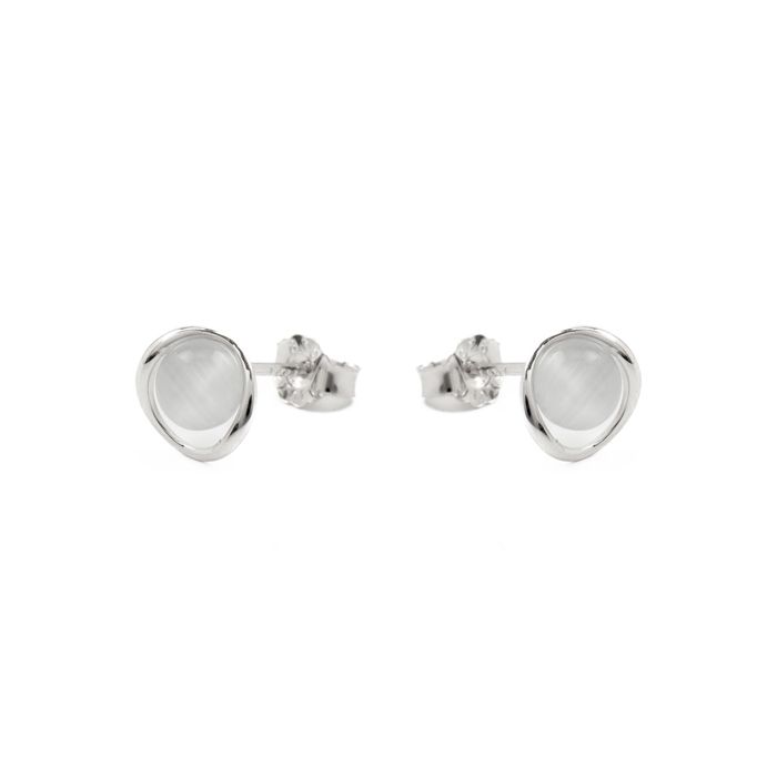 Boucles d'oreilles argent 925 œil de chat plaqué finition en rhodié - Jesoa