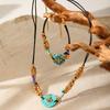 New Bohemian Natural Stone Turquoise Pendant Necklace Female Niche Design High-end Stainless Steel Necklace