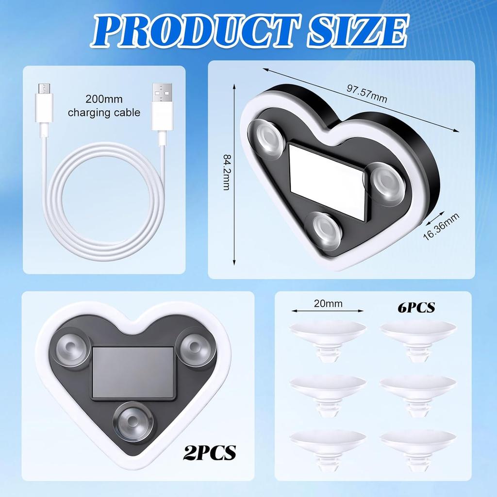 2Pcs Car LED Ambient Light-Solar-Powered Heart-Shaped LED Neon Light, Solar-Powered Heart-Shaped Atmosphere Light with 3 Modes,IP65 Waterproof