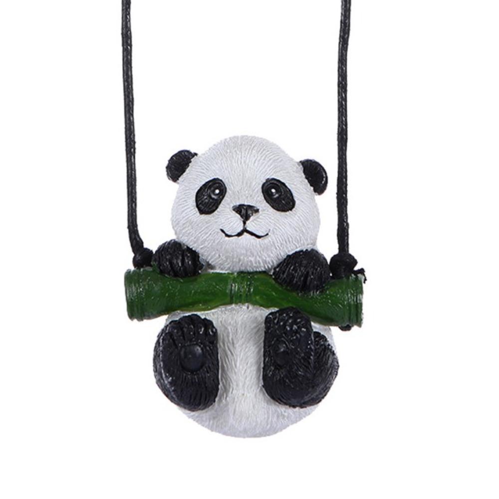 Lanyard Panda Car Rearview Mirror Pendant Resin Car Hanging Ornament Automobile Decoration