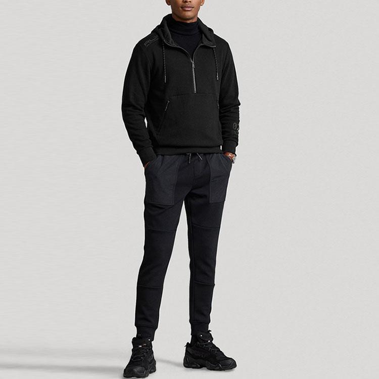 Polo Ralph Lauren Solid Color Half-Zip Hoodie Men hoodies Black MNRXKNI16820009-001