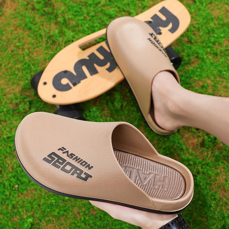 New Autumn Men Toe-cap Slippers Non-slip Waterproof Chef Shoes Soft Comfortable And Outdoor Warm PVC Solid Color Flat Work Shoes