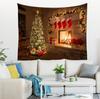 Cartoon Christmas Tapestry Christmas Gifts Socks Christmas Tree Night Scene Wall Hanging Home Living Room Festival