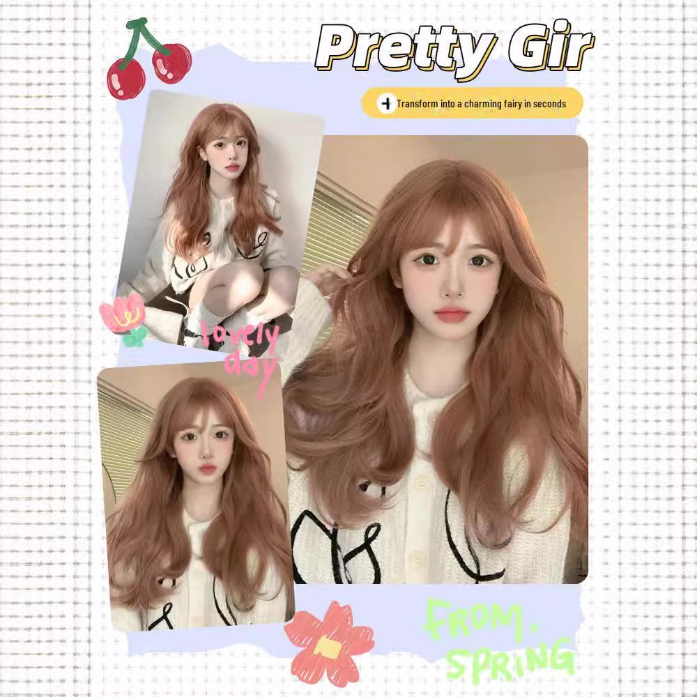 Orange Lolita Long Curly Wig for Women - Big Wave Summer Full Headpiece