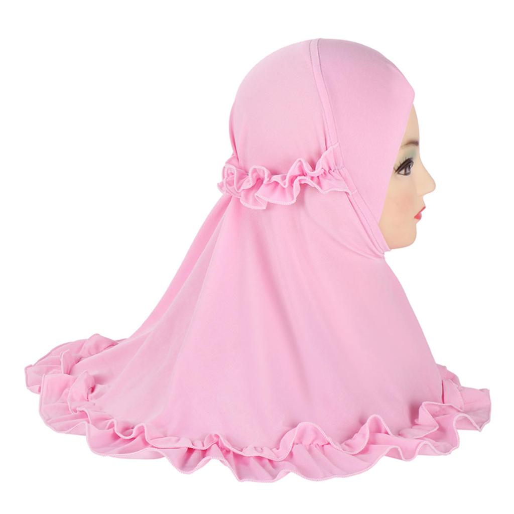 Beautiful Ruffle Solid Children Hijabs Muslim Girls Kids Hijab Islamic Headscarf Soft Stretch Fit 2-6 Years Old Girls Turban