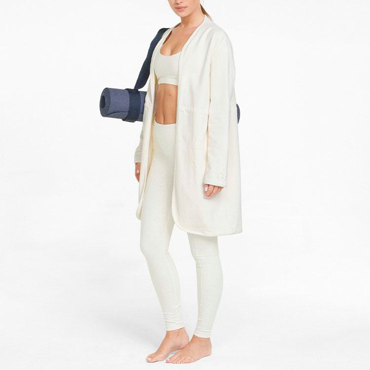 Puma Yoga Series Cotton Tie Loose Long Sleeve Solid Color Jacket Women Outerwear White 521470-65