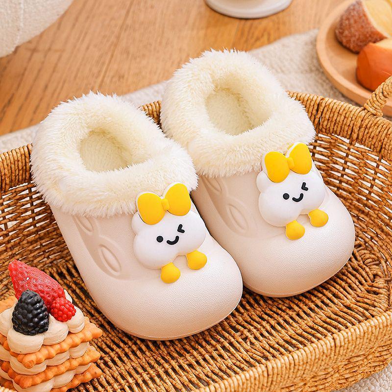 Waterproof Plush Cotton Slippers for Kids, Boys & Girls - Removable & Washable, Warm for Autumn/Winter
