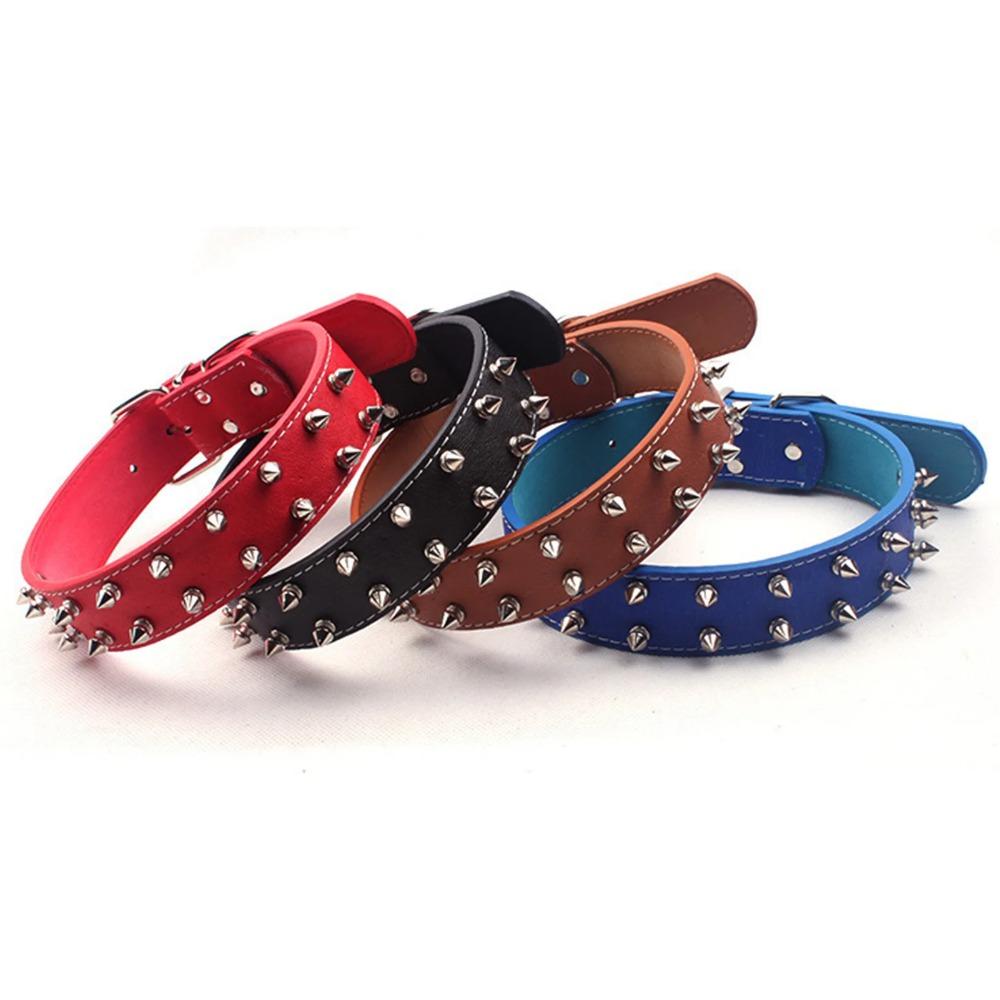 Dog Collar with Spikes PU Leather Punk Style Adjustable Studded Spiked Dog Collar Rivet Pet Collar for Medium Large Dogs