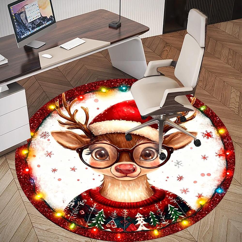 1PC reindeer sweater Office Round Area Rug, Under Office Chairs Bedroom Living Room Home Decor,Carpet for Office, -1110207