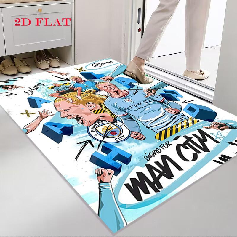 Tappeto Manchester City per Soggiorno Camera da Letto Casa Decorazione Divano, Tappetino Antiscivolo per Giochi Bambini