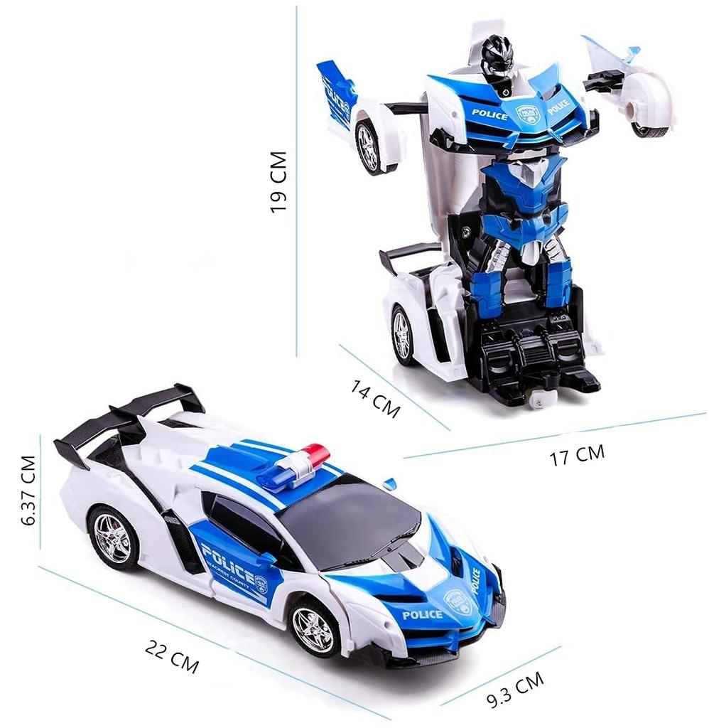 WEECOC Transforming Robot Toy, RC Car, 2 in 1, Remote Controlled, Transformable, Kids' Favorite Gift (Blue)