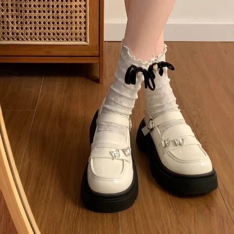 Fashion Ladies Pumps Round Toe Loafers Women's Shoes Platform with Medium Heels Casual Shoe Non Slip Summer 2025 Chic and Elegant Trend