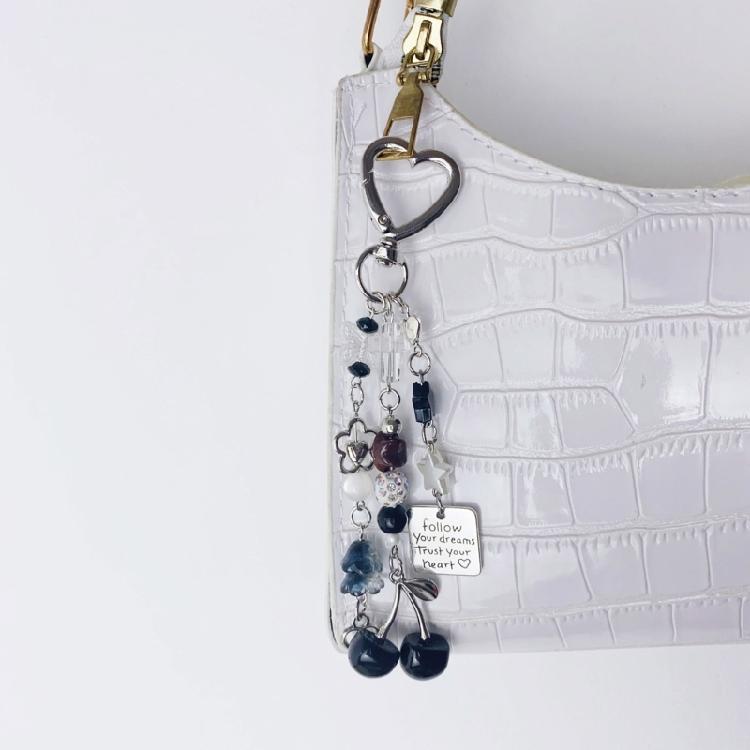Modern Cherry Themed Keychain Accessory Crafted From Sturdy Materials Perfect For Adding Flair To Any Ensembles