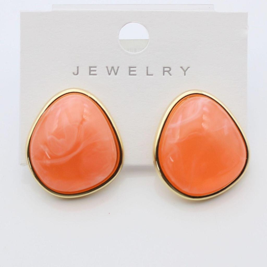 Geometric Irregular S925 Silver Resin Stud Earrings with Real Gold Color Retention