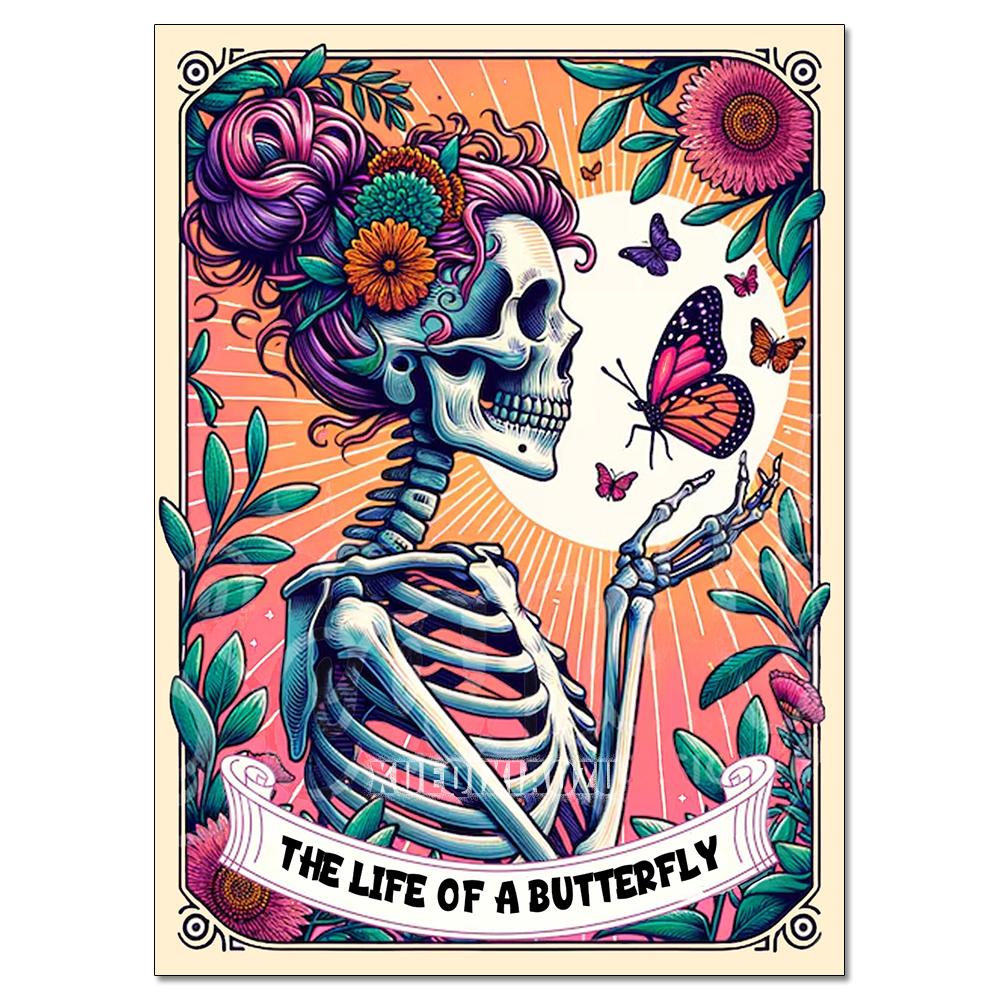 Peinture Art Diamant DIY Squelette Dames Mosaïque Point de Croix Set Art Fleur Pierre Précieuse Incrustation Cadeau DIY Décoration Peinture