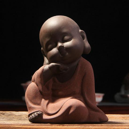 Colorful Zisha Little Monk Buddha Tea Pet - Handmade Decorative Tea Set Accessory