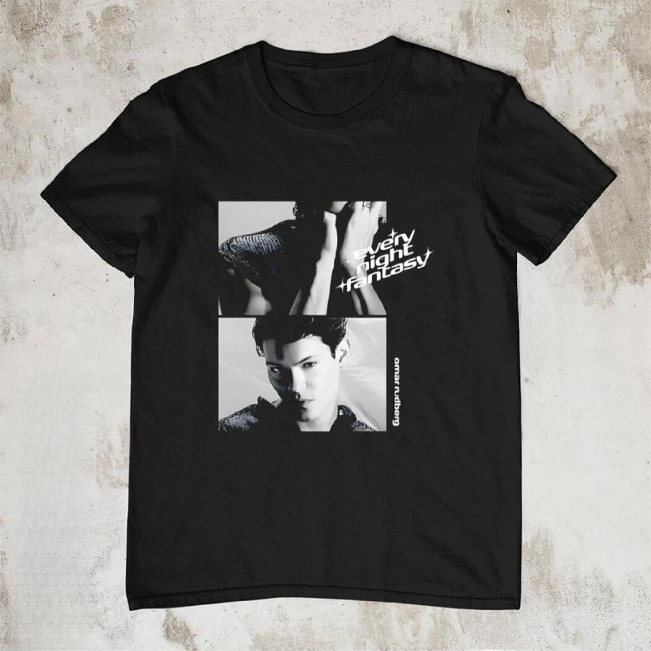 

Brand new Omar Rudberg print Tshirt black shortsleeved artistsigned pure cotton allseason streetwear shirt men clothing 4XL