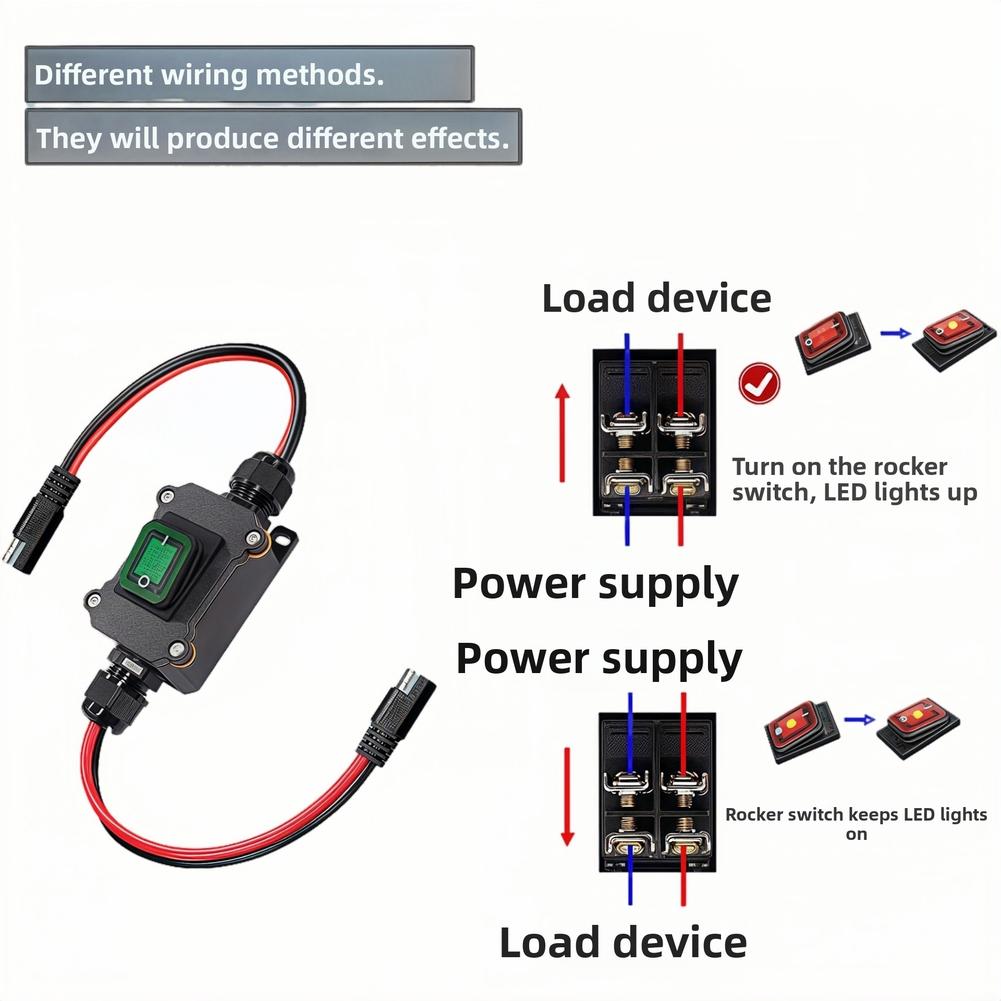 1pc DC12V25A Waterproof Inline Switch 12AWG ON/Off Button Switch With SAE Cable For Outdoor Electrical Equipment