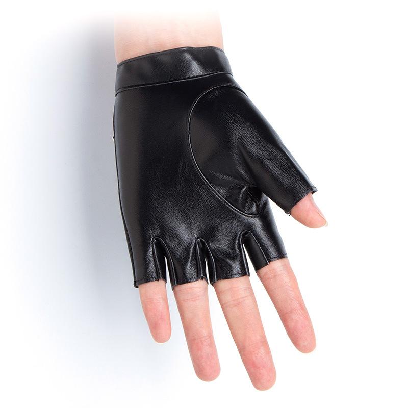 Fashion Hollow Rivets Bright Leather Sexy Stage Performance Gloves Female Pu Imitation Leather Halloween Punk Knight Male