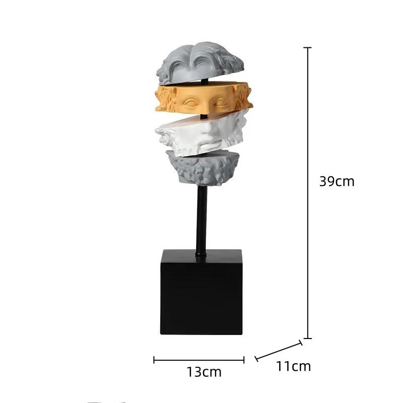 Resin Handicrafts Abstract Cut Human Figure Sculpture David Head Abstract Statue Decorative Figurines Home Decoration