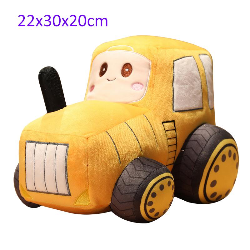 Simulation Tractor&Excavator Plush Toys Kawaii Car Dolls Stuffed Soft Vehicle Pillow Creative Christmas Birthday Gift for Kids