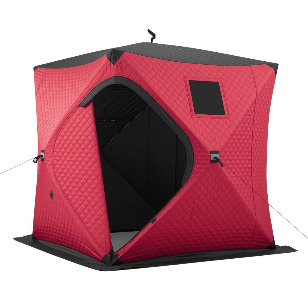 VEVOR Pop Up Ice Fishing Tent 3-4 Person 1.8 x 1.8 x 2 m Insulated Shelter, for Winter Fishing, 3.13 m² Area, 600D 4-Layer Fabric