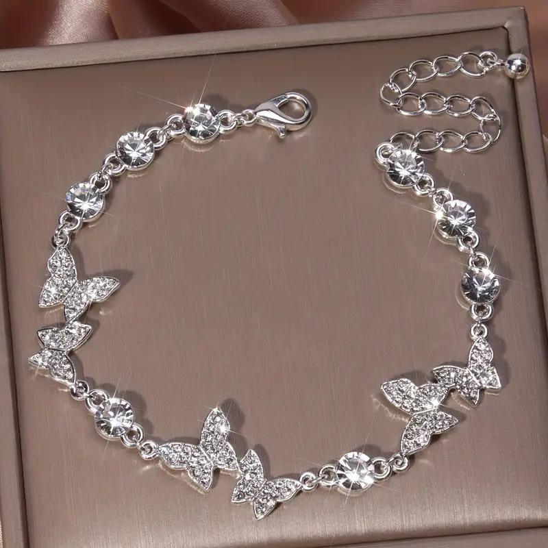 New Zircon Butterfly Bracelet for Women, Popular On Social Media, Korean Version, Simple and Stylish, Personalized, Adjustable Pull-string Bracelet