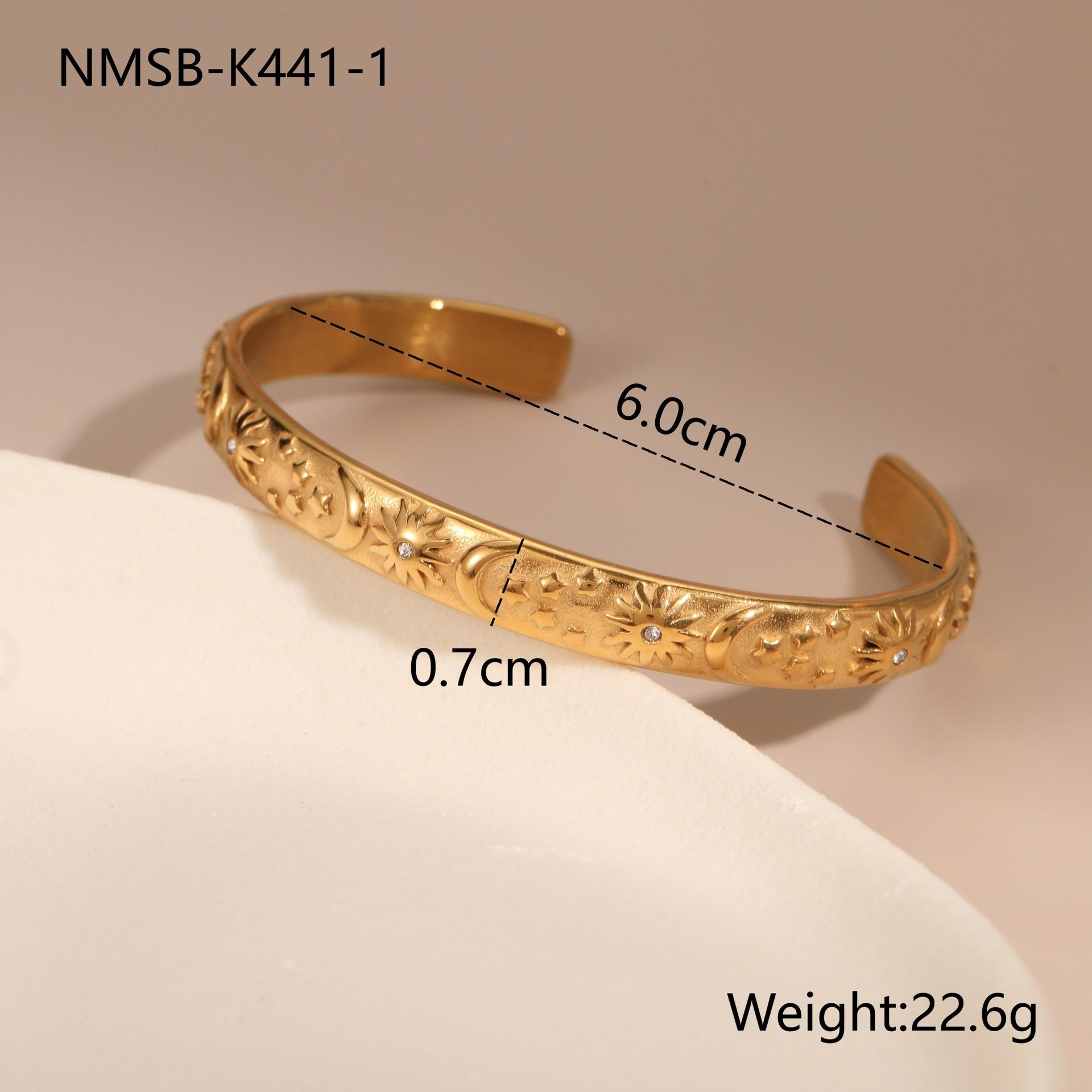 GEMCHIC Women s Star Moon Relief Stainless Steel Bangle Bracelet Gold Plated Light Luxury Fashion Jewelry