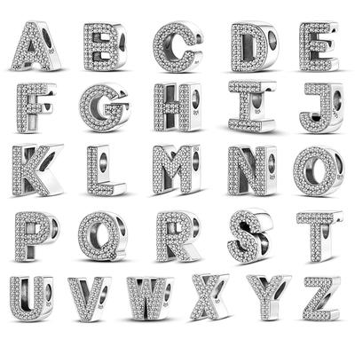 26 AZ Alfabe Boncuk 925 Ayar Gümüş AŞK Mektubu Charm Fit Orijinal Charms Bilezik Bileklik Zirkon Boncuk Takı