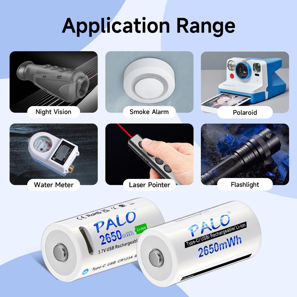 PALO Type-C Rechargeable CR123A 3.7V 16340 Lithium Battery for Fuji Instax mini25
