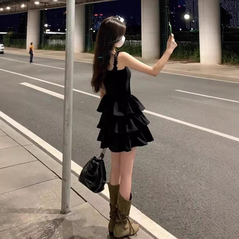 New Spring French Black Suspender Dress Children's Summer Waist French Skinny Temperament Princess Dress