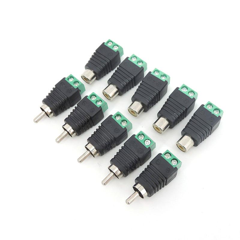 Audio Video RCA Male Plug & RCA Female Jack Screw Terminal Connector Block Adapter AV for CCTV Camera Speaker Wire Cable