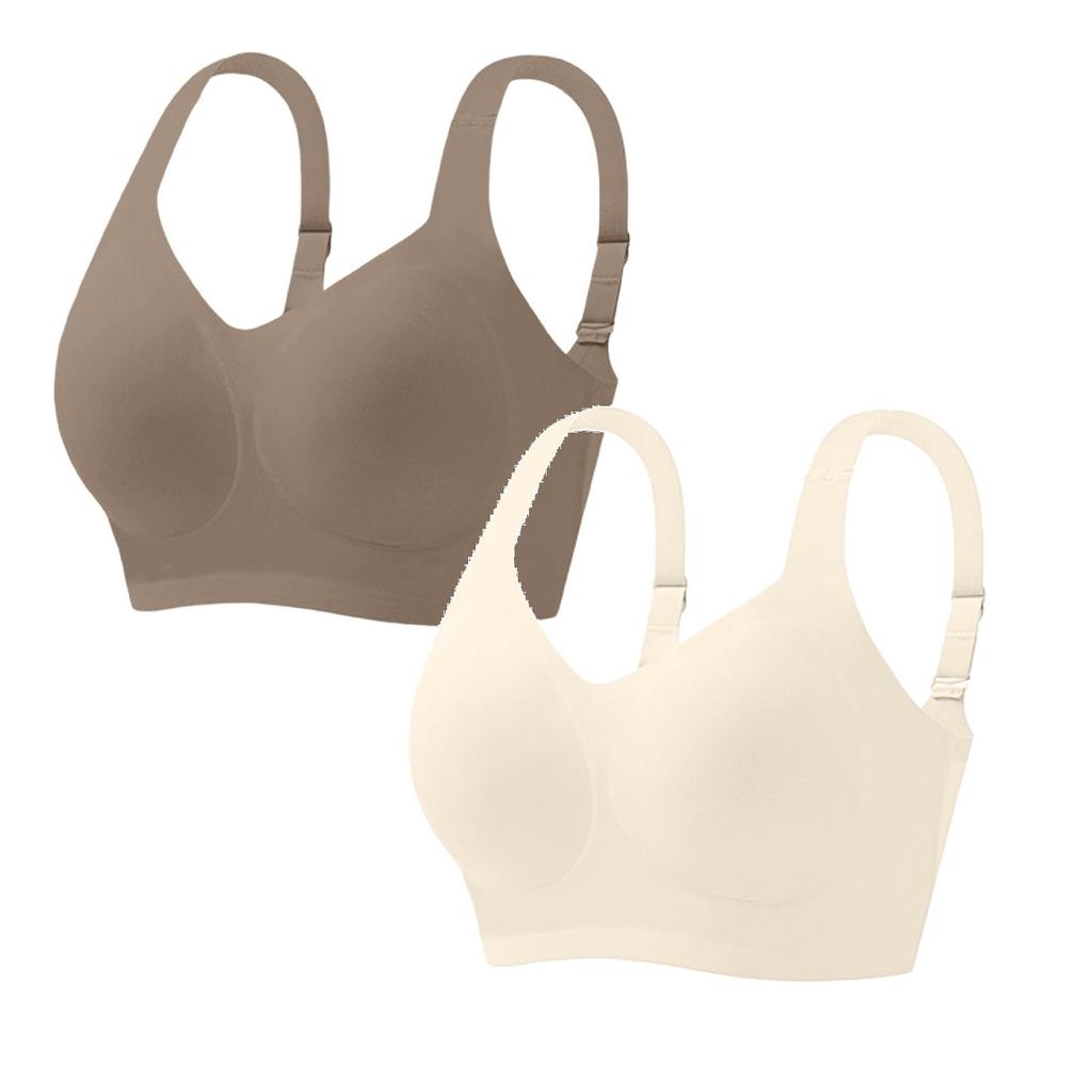 Jelly Bras For Women Soft Wireless Push Up Bra Full Supportive Older Lift Back Coverage Two Piece Set
