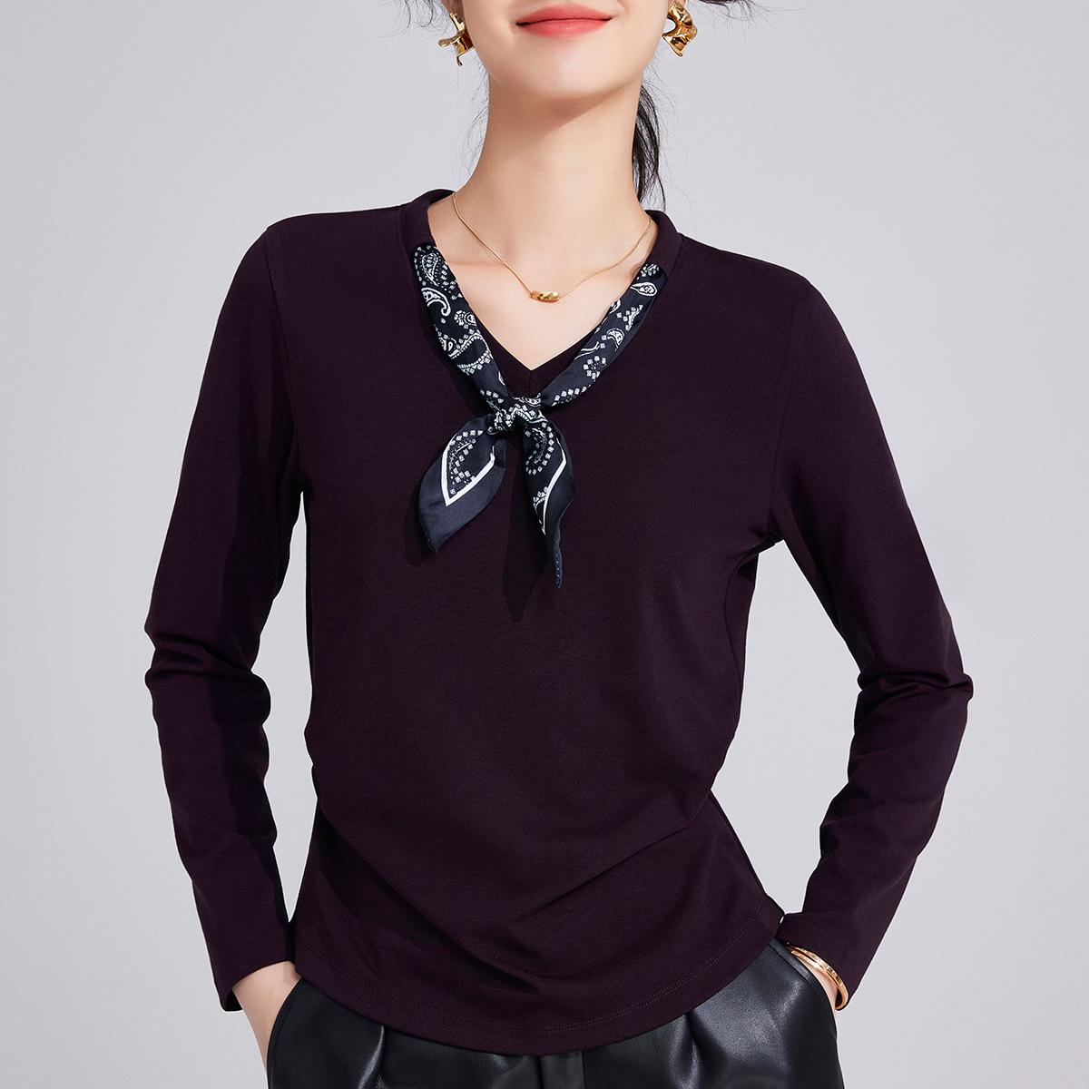 

Высококачественный шелковый шарф с длинными рукавами, с открытыми плечами спереди, женский, новый темперамент, легкий и зрелый стиль, плиссированная талия, тонкий топ XXXL