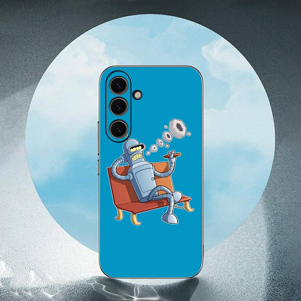Cute Futuramas For Kid For Samsung Galaxy S25 S24 S23 Ultra S22 S21 Plus S20 Black Soft Silicone Protective Case