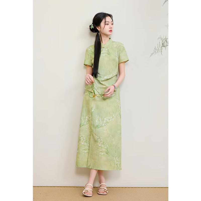 

Комплект из двух предметов Sancai больших размеров в новом китайском стиле с цветочным принтом 3XL