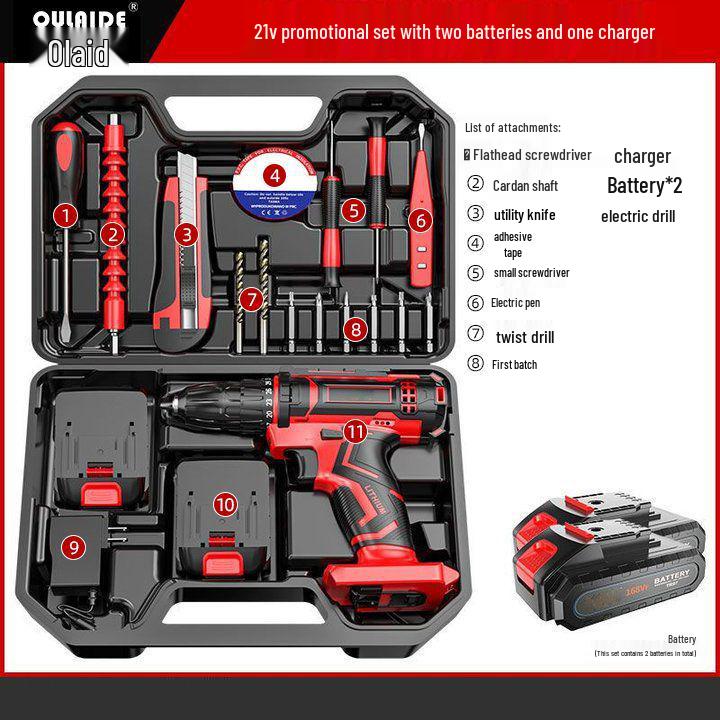 Oulide Rechargeable Lithium Drill & Electric Screwdriver Set