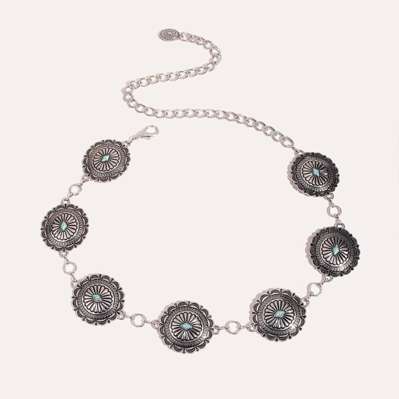 Elegant Ladies Ethnic Style Waist Belt Delicate Relief Flower Buckle Belt Summer Dress Women Summer Seaside Waist Belt