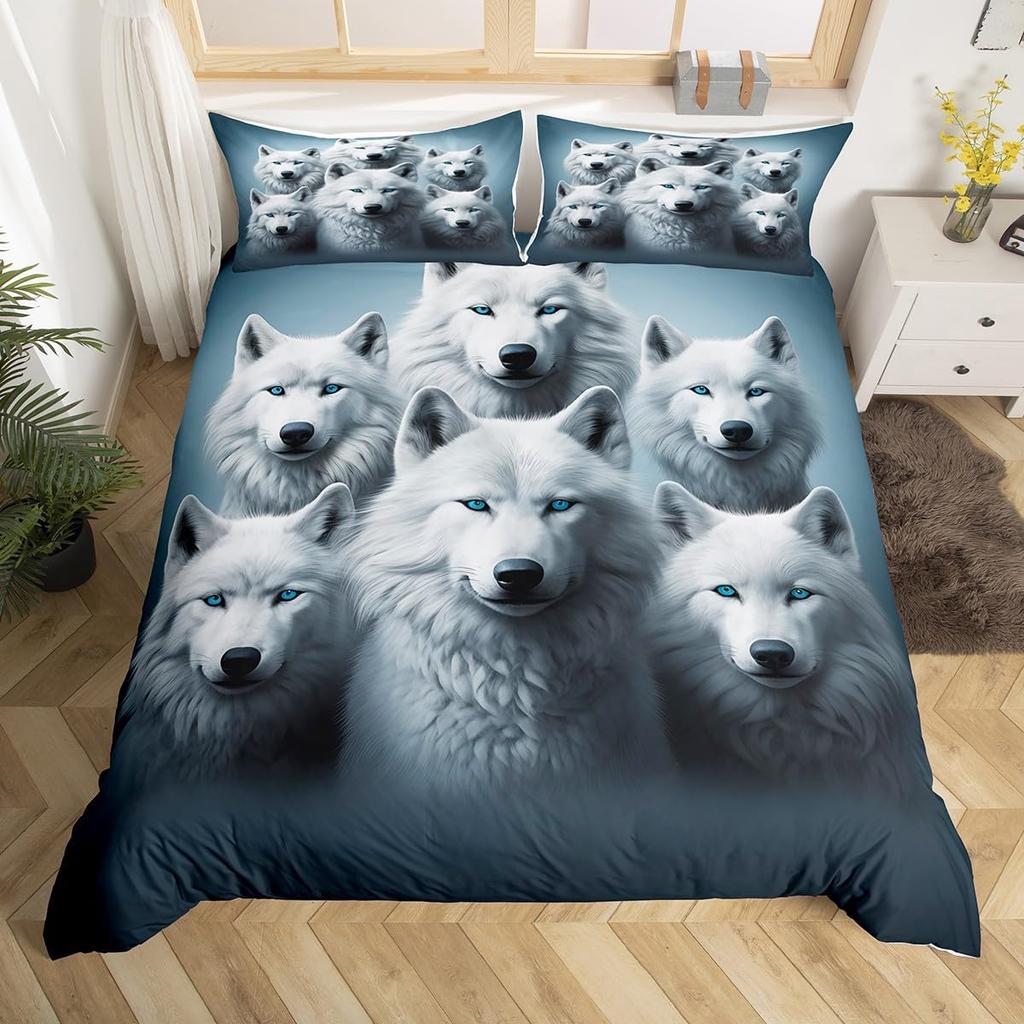 Wolf Duvet Cover Queen Twin for Kids Boys TeenStarry Sky Bedding Set Exotic Tribal Animal Comforter Cover Wild Wolf Quilt Cover
