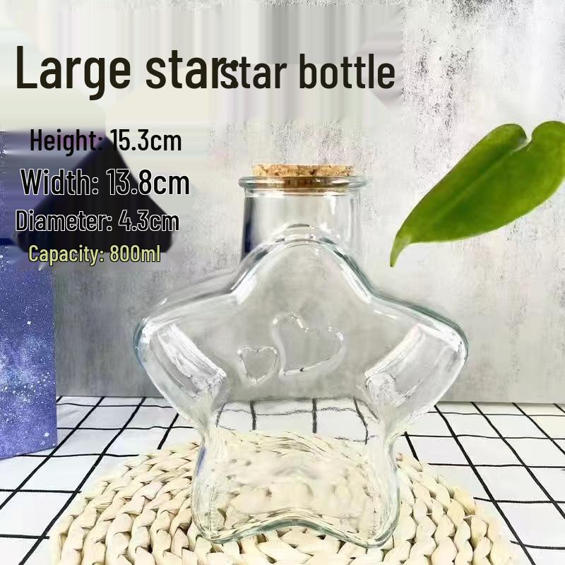DIY Cork Star Wishing Drift Bottle - Clear Glass Ocean Lucky Star Bottle
