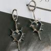 1 Pair Of Retro Gothic Style Thorn Heart Design Earrings, Heart-Shaped Earrings With Spikes, Neutral Earrings Holiday Party Gift