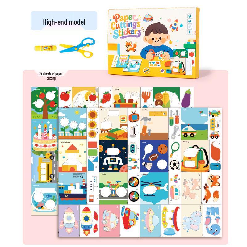 Kindergarten Beginner Sticker & Paper Cutting 3D Craft Kit for 5-Year-Olds