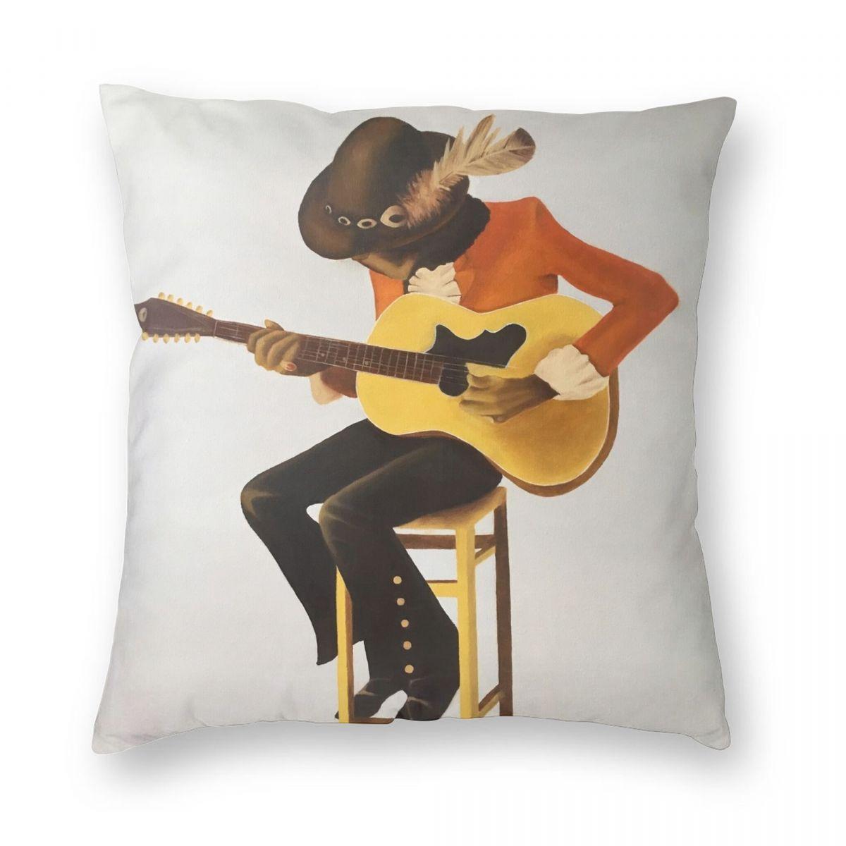 Jimi Hendrix Experience Pillowcase Polyester Linen Velvet Pattern Zip Decorative Pillow Case Car Cushion Cover Peach skin 18*18(CM)-1Pcs