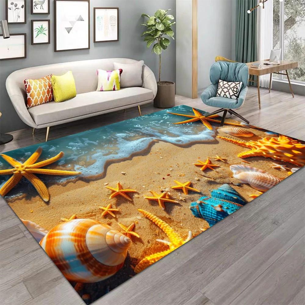 

Starfish Beach Rug Non-slip Floor Mat for Living Room Bedroom Kids Play Sofa Decoration Sea Star Sand Carpet 60*90cm