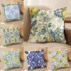 Greek Vacation Style Cushion Cover Short Plush Doublesided Print Square Throw Pillow Covers Sofa Home Cushion Decor